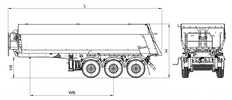 Самосвальный полуприцеп Кессборер SKS BS / 24 - 12 / 27 DL 24 м&sup3;