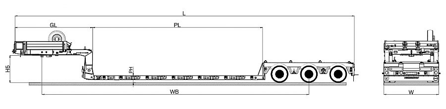 Раздвижной низкорамный трал с передним заездом Kässbohrer SLL3 Раздвижной низкорамный трал с передним заездом Kässbohrer SLL3